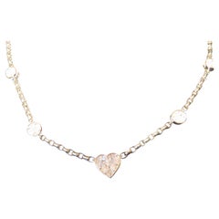 NWT $17, 812 Collana in oro 18KT con cuore e diamanti rotondi