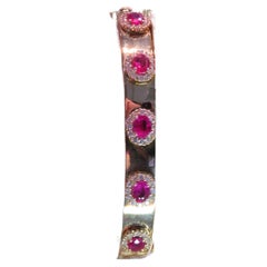 NWT $17, 900 18KT Gold Fancy Glittering Ruby Diamond Bracelet Bangle Cuff