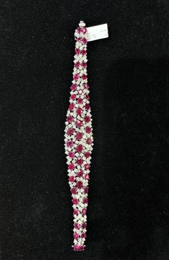 NWT $175, 000 Rare Fancy 18KT Gold 40CT Gorgeous Burmese Ruby Diamond Bracelet