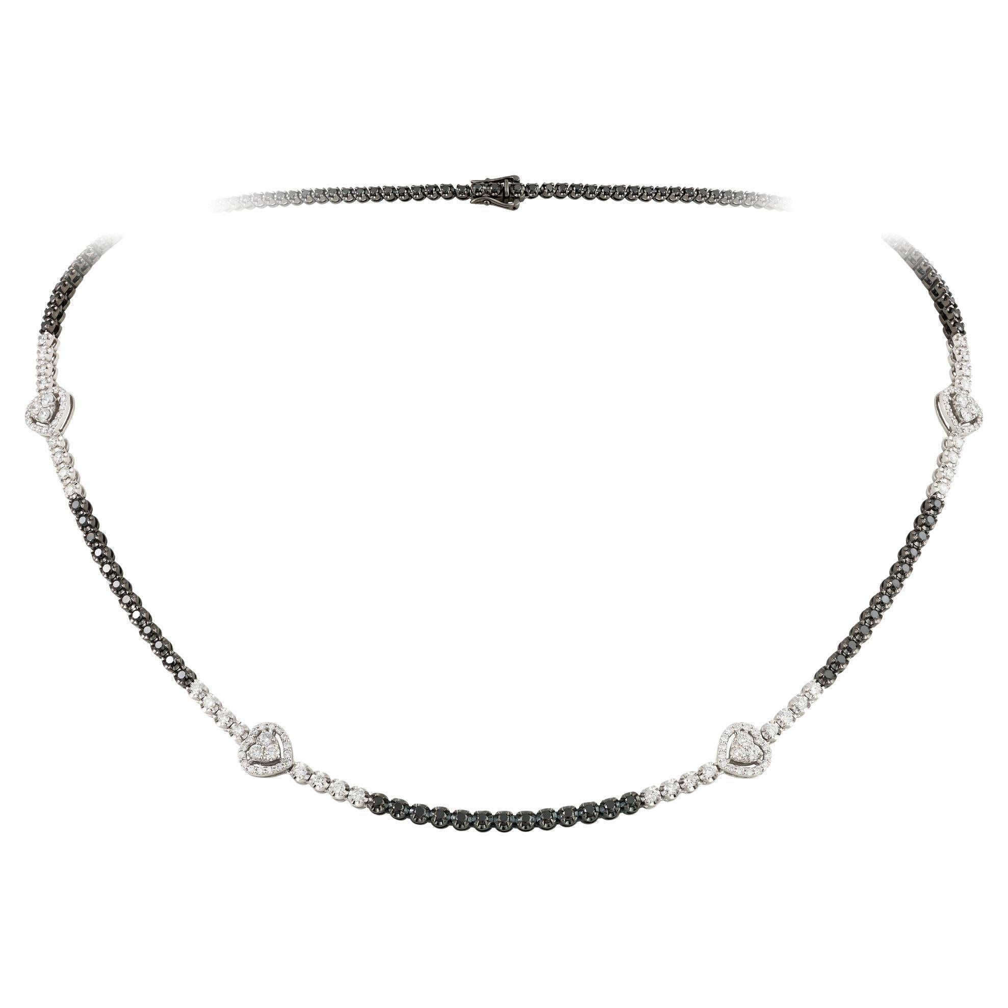 NWT $18, 000 18KT Gold Fancy Glittering Black Diamond White Diamond Necklace