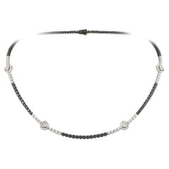 NWT $18, 000 18KT Gold Fancy Glittering Black Diamond White Diamond Necklace