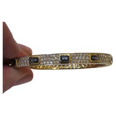 NWT $18, 000 18KT Gold Fancy Glittering Sapphire Diamond Bracelet Bangle Cuff