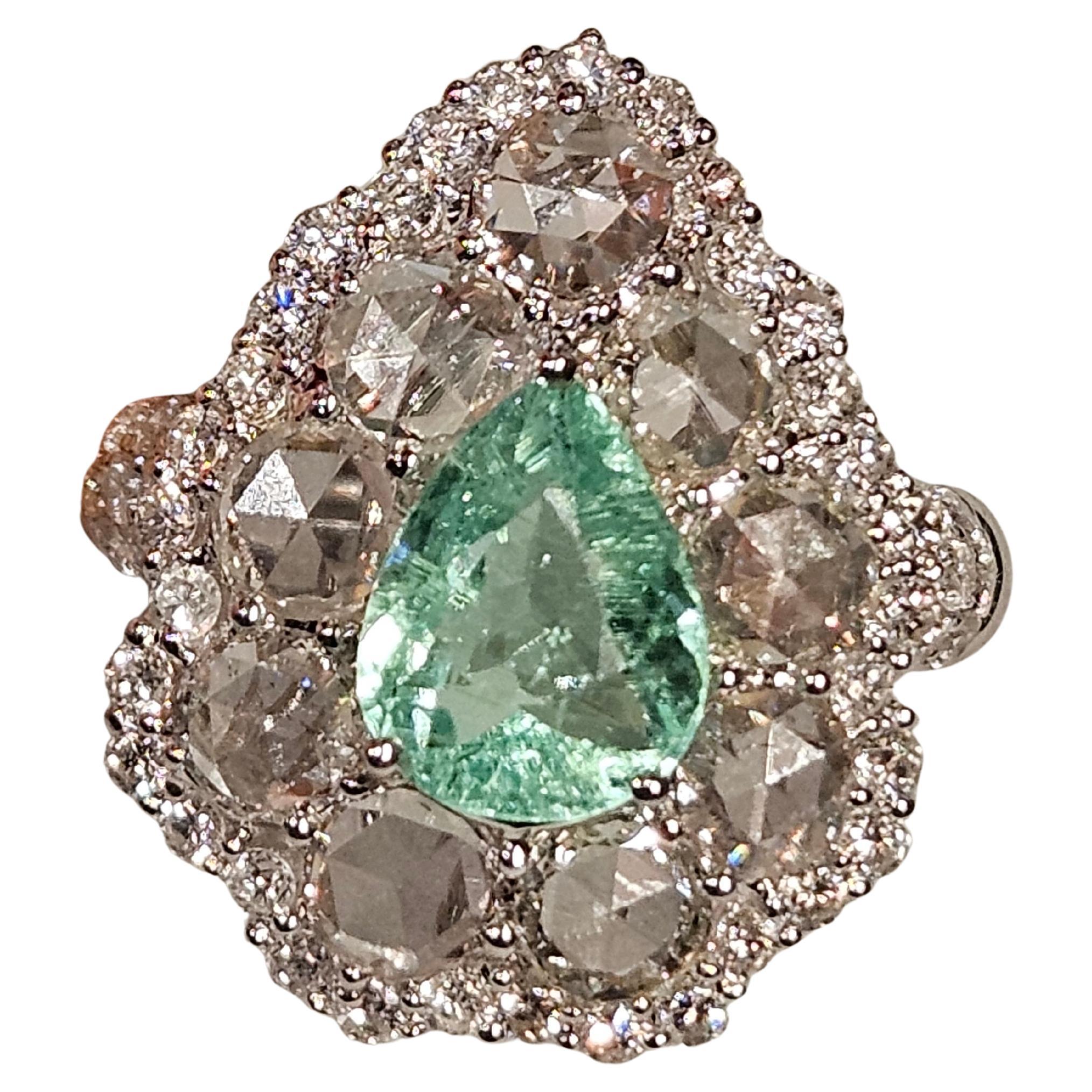 NWT $18, 000 18KT Gold Magnificent Fancy 4.50ct Paraiba Tourmaline Diamond Ring