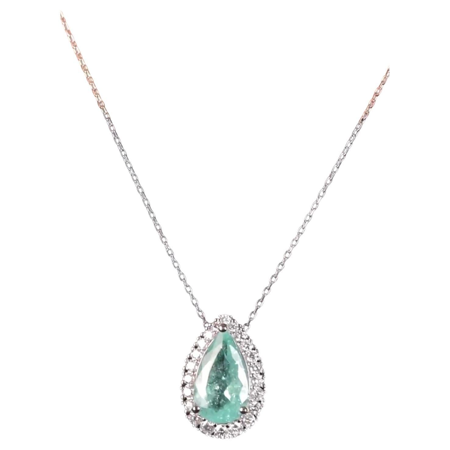 NWT $18, 000 18KT Magnificent Fancy 3.75ct Paraiba Tourmaline Diamond Necklace