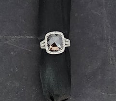 NWT $18, 000 18KT White Gold Rare Large 6CT Faceted Gorgeous Black Diamond Ring
