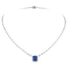NWT $18, 000 Fancy 18KT Gold Large 5.50CT Tanzanite Diamond Pendant Necklace