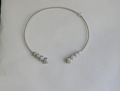 NWT $18, 382 18KT Fancy Glittering Fancy White Diamond Heart Choker Necklace