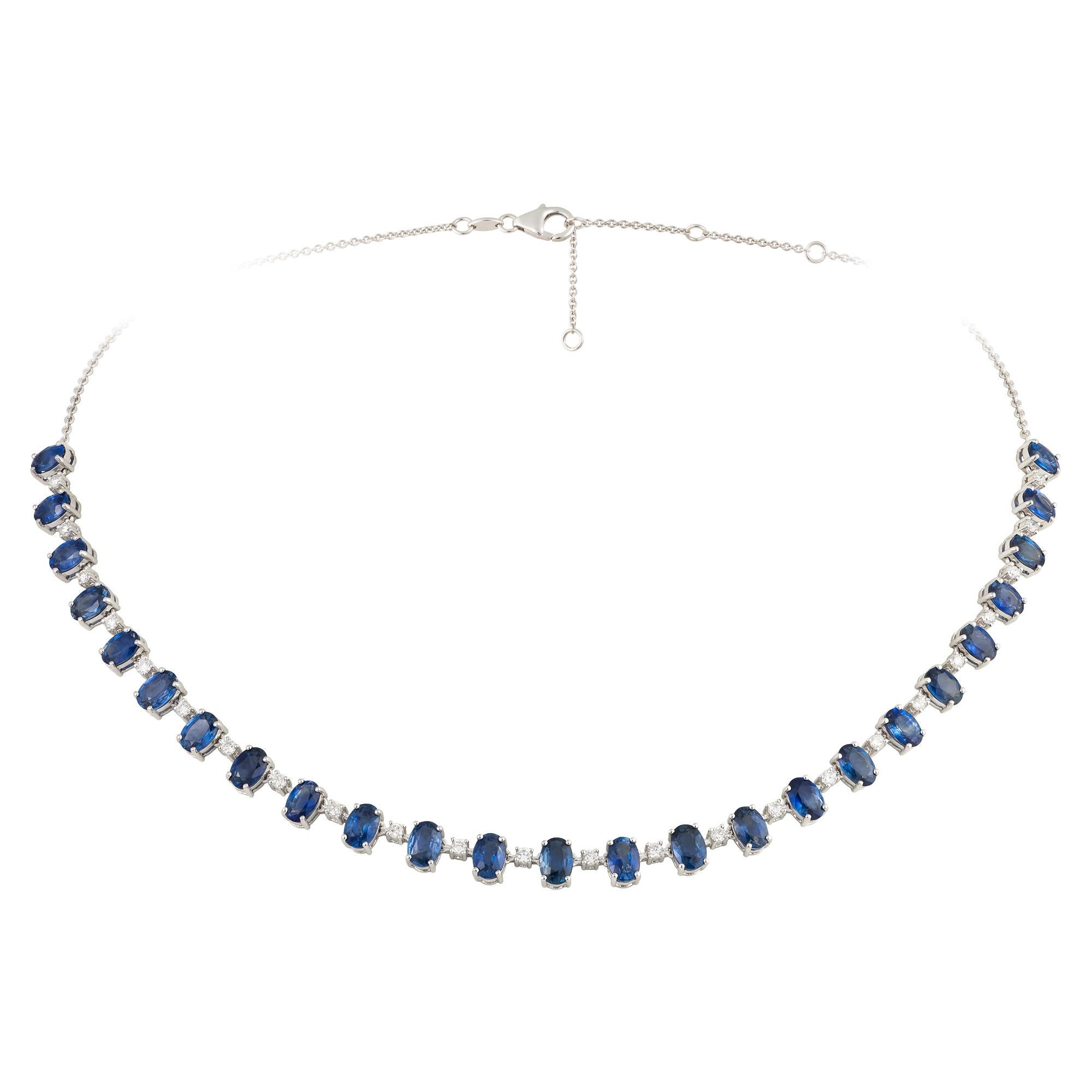 NWT $18, 500 18KT Fancy Grande Brillante 15CTS Zafiro Oval Collar de Diamantes