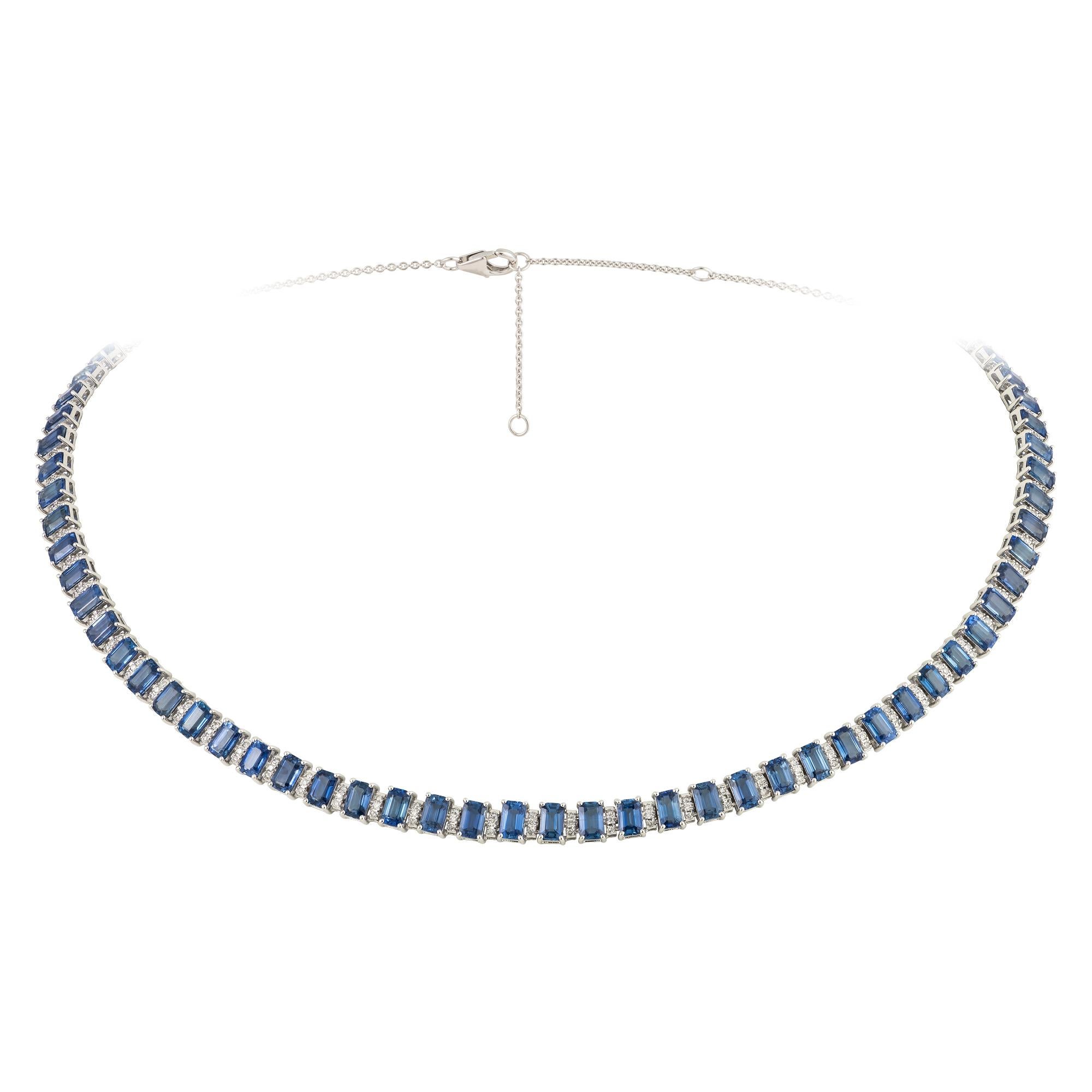The Following Item we are offering is this Rare Important Radiant 18KT Gold Gorgeous Glittering and Sparkling Magnificent Fancy Cut Blue Sapphires and Diamond Necklace. Necklace contains approx 20CTS of Beautiful Fancy Blue Sapphires and Diamonds!!!
