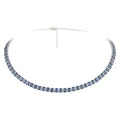 NWT $18, 500 18KT Fancy Large Glittering Fancy Blue Sapphire Diamond Necklace
