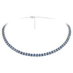 NWT $18, 500 18KT Fancy Large Glittering Fancy Blue Sapphire Diamond Necklace