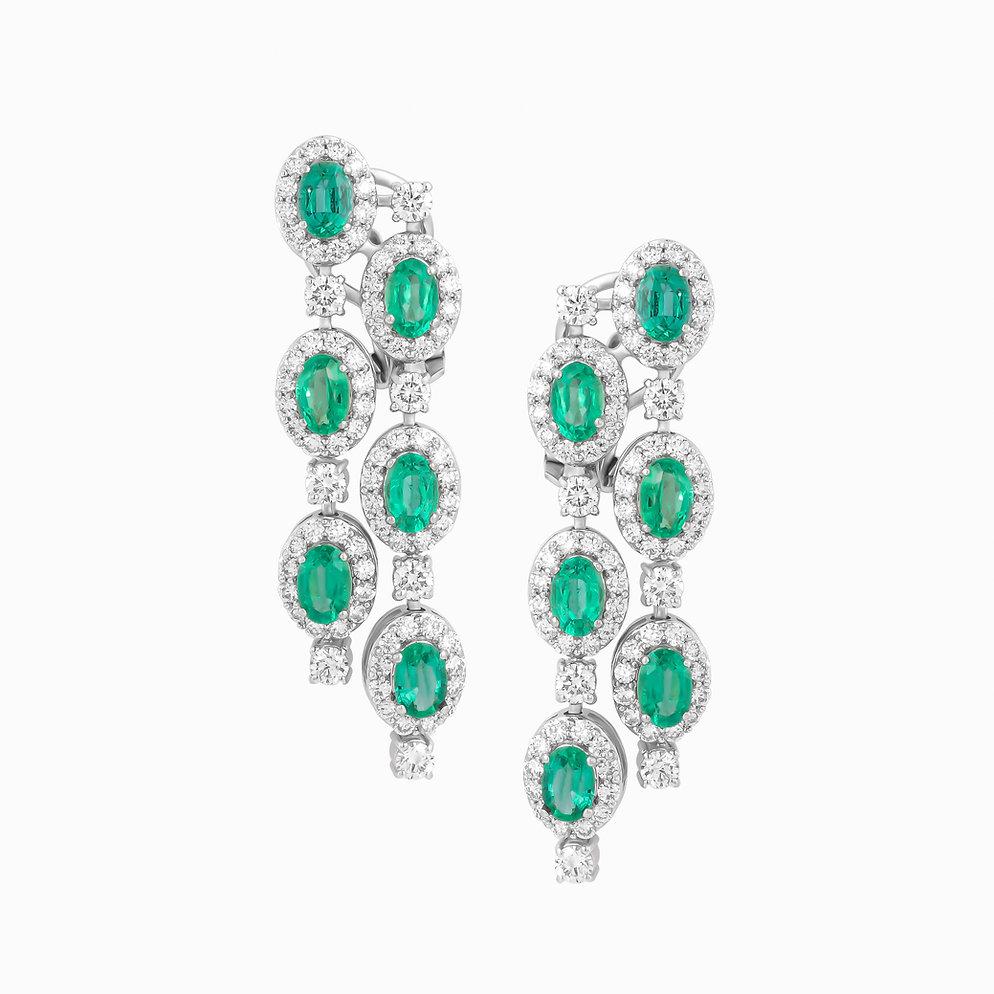 The Following Items we are offering is a Pair of Rare 18KT Gold Large Emerald Diamond Dangle. Earrings are comprised of Finely Set Gorgeous Large Gorgeous Green Emerald Diamond Earrings!!! T.C.W. Over 10CTS.  These Gorgeous Earrings are a Rare