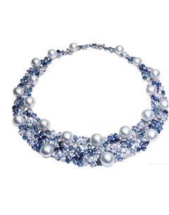 NWT $180, 000 18KT Gold Fancy South Sea Large Pearl Sapphire Diamond Necklace