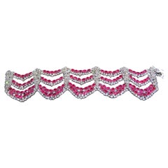 NWT $180, 000 Fancy 18KT Gold 60CT Gorgeous Fancy Ruby Diamond Wrap Bracelet