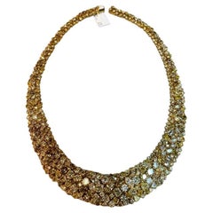 Seltene Fancy 18KT Gold 55CT Wunderschne gelbe Fancy-Diamant-Halskette, neu mit Etikett