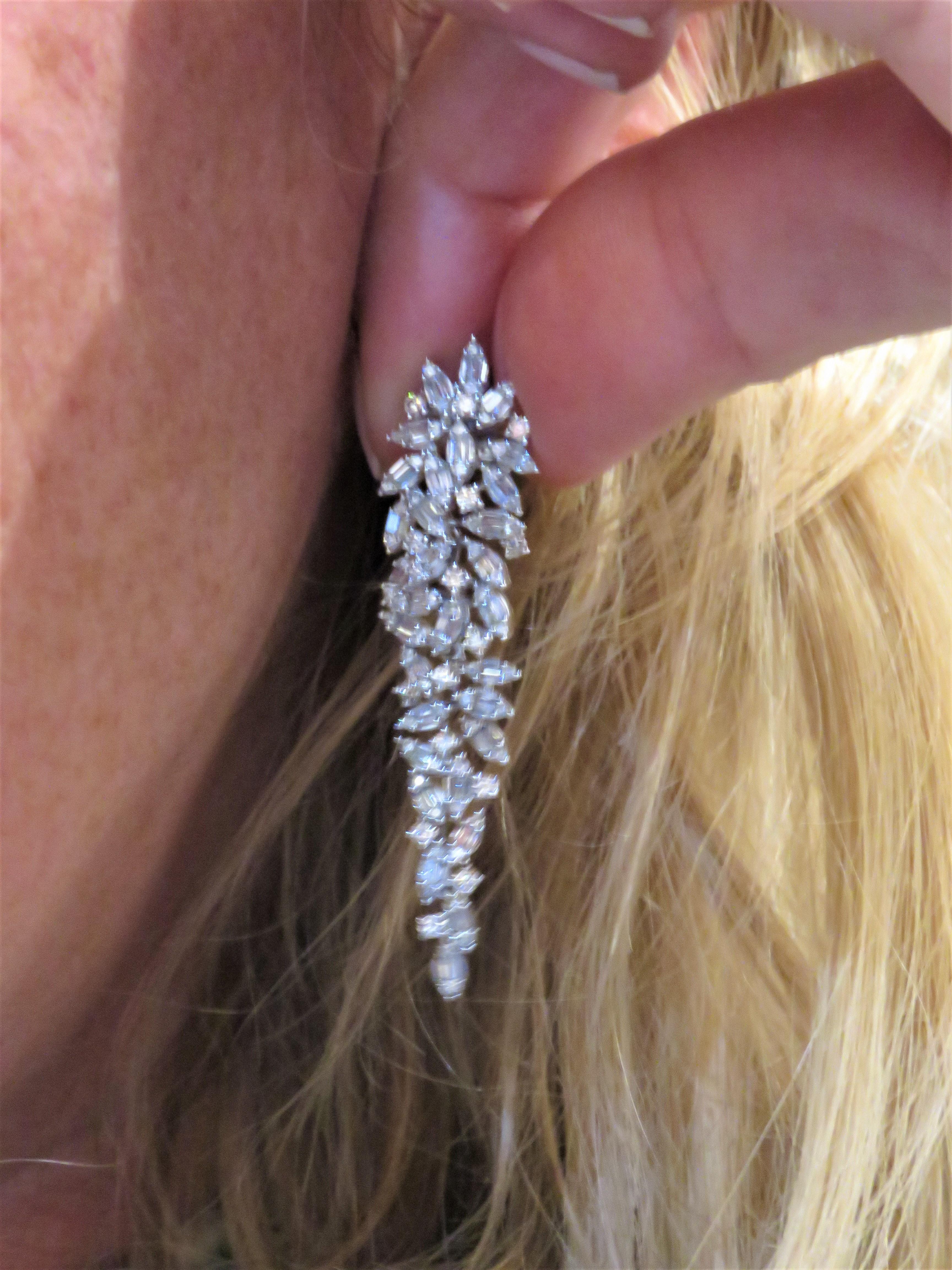 NWT $18, 599 Magnificent 18KT Gold Fancy Cascading Diamond Drape Drop Earrings For Sale 1
