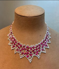 NWT $187, 500 18KT Gold Gorgeous Glittering Ruby Diamond Necklace over 70CTS!