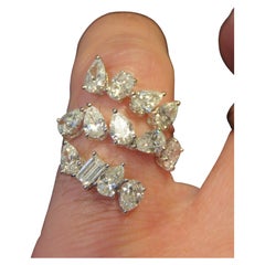 NWT 18 Karat Fancy Large Magnificent Glittering Fancy Diamond Wrap Ring Band