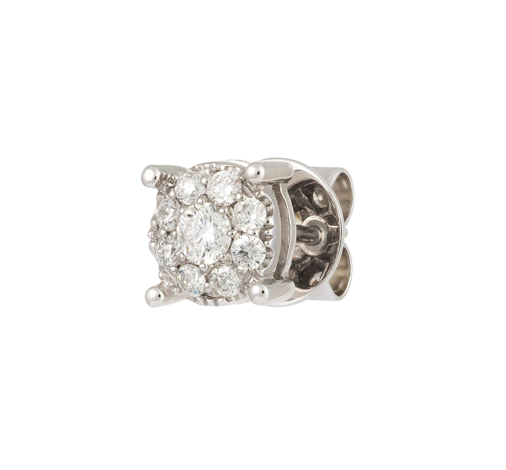 NWT Pendientes de diamantes redondos brillantes de 18 quilates Corte redondo en venta