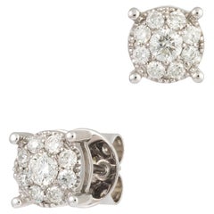 NWT 18 Karat Glittering Round Diamond Stud Earrings