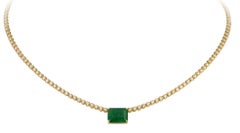 NWT 18KT Gold $15, 000 Glittering Fancy 5CT Green Emerald Diamond Necklace