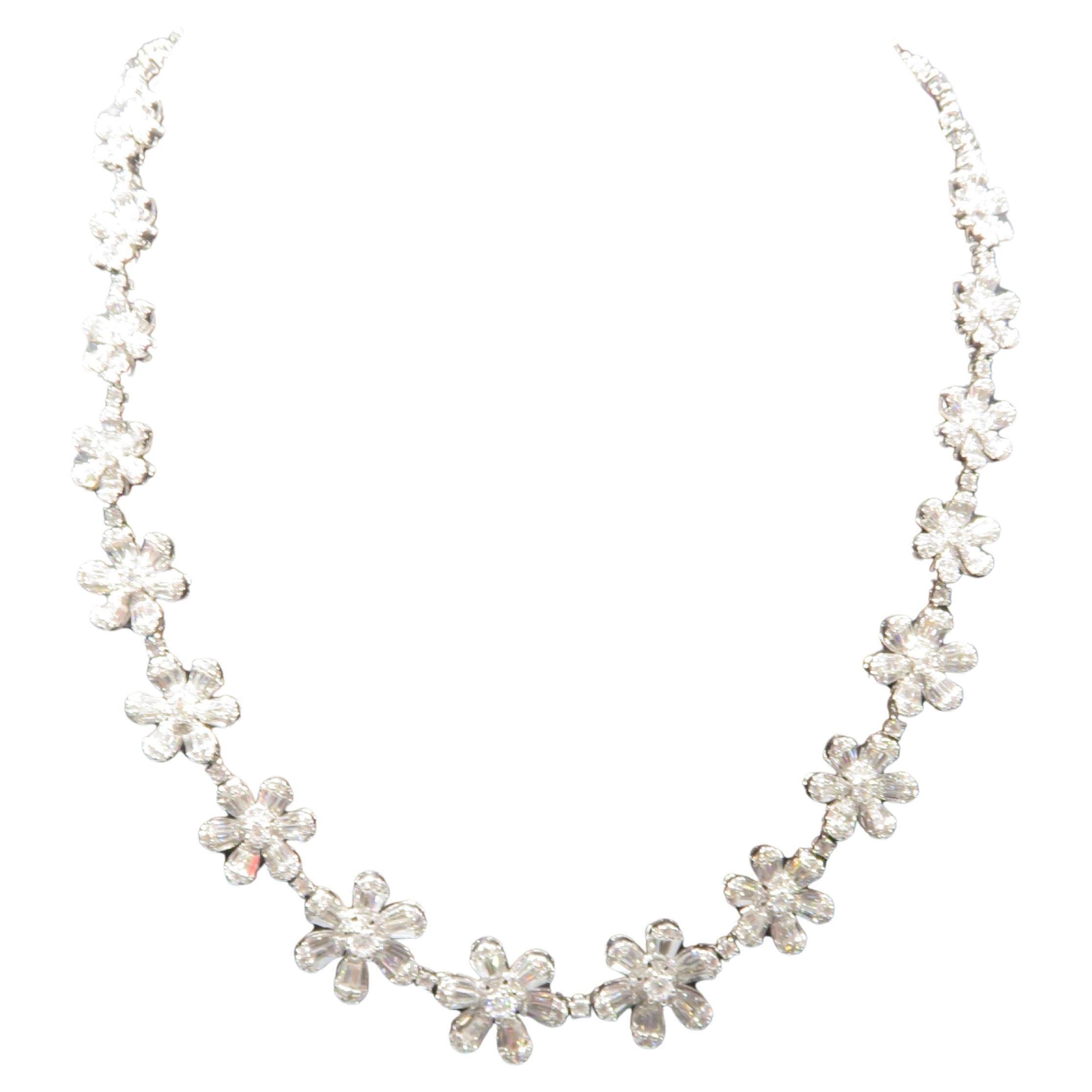 NWT 18KT Gold $50, 000 Fancy Glittering 8.50CT Flower Diamond Strand Necklace
