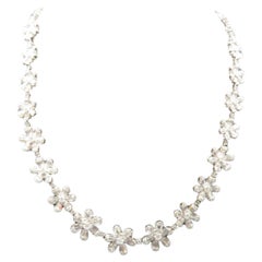 NWT 18KT Gold $50, 000 Fancy Glittering 8.50CT Flower Diamond Strand Necklace
