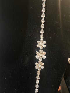 NWT 18KT Gold $72, 000 Fancy Triple 3 Flower Long Diamond Strand Necklace