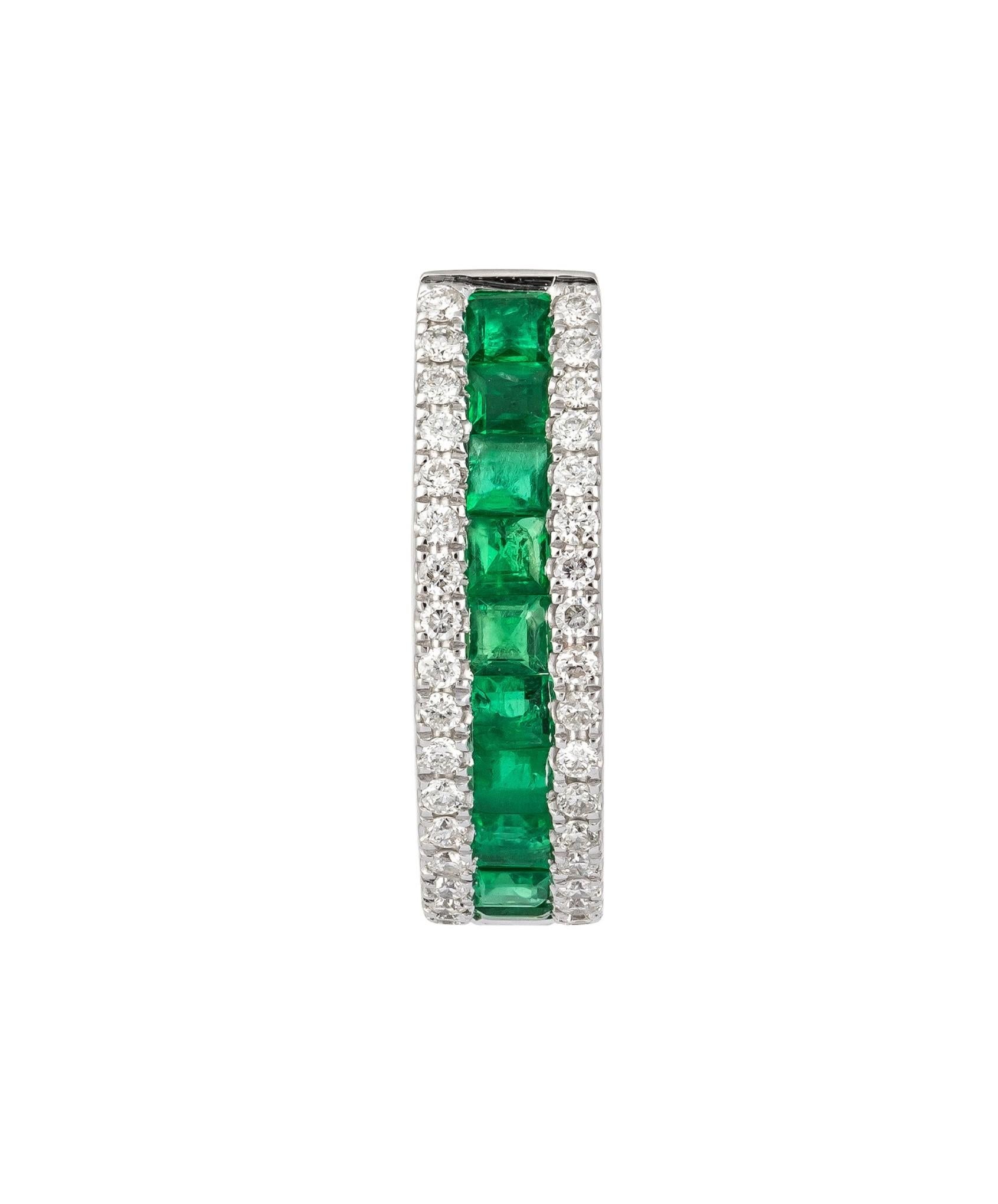 The Following Item we are offering are this Rare Important Radiant 18KT Gold Gorgeous Glittering and Sparkling Magnificent Fancy Emerald and Diamond Hoop Earrings. Earrings contain approx 1.40CTS of Beautiful Rare Fancy Emeralds and Diamonds!!!