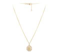 NWT $19, 000 18KT Gold Large Glittering Fancy Yellow Diamond Pendant Necklace