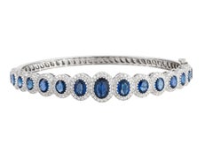 Nwt $19, 000 Rare 18kt Gold Fancy Sapphire Diamond Cuff Bangle Bracelet