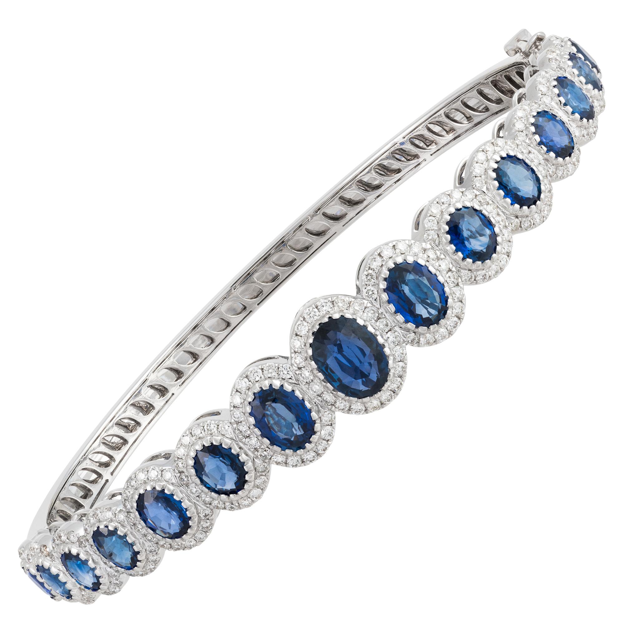 Mixed Cut Nwt $19, 000 Rare 18kt Gold Fancy Sapphire Diamond Cuff Bangle Bracelet For Sale