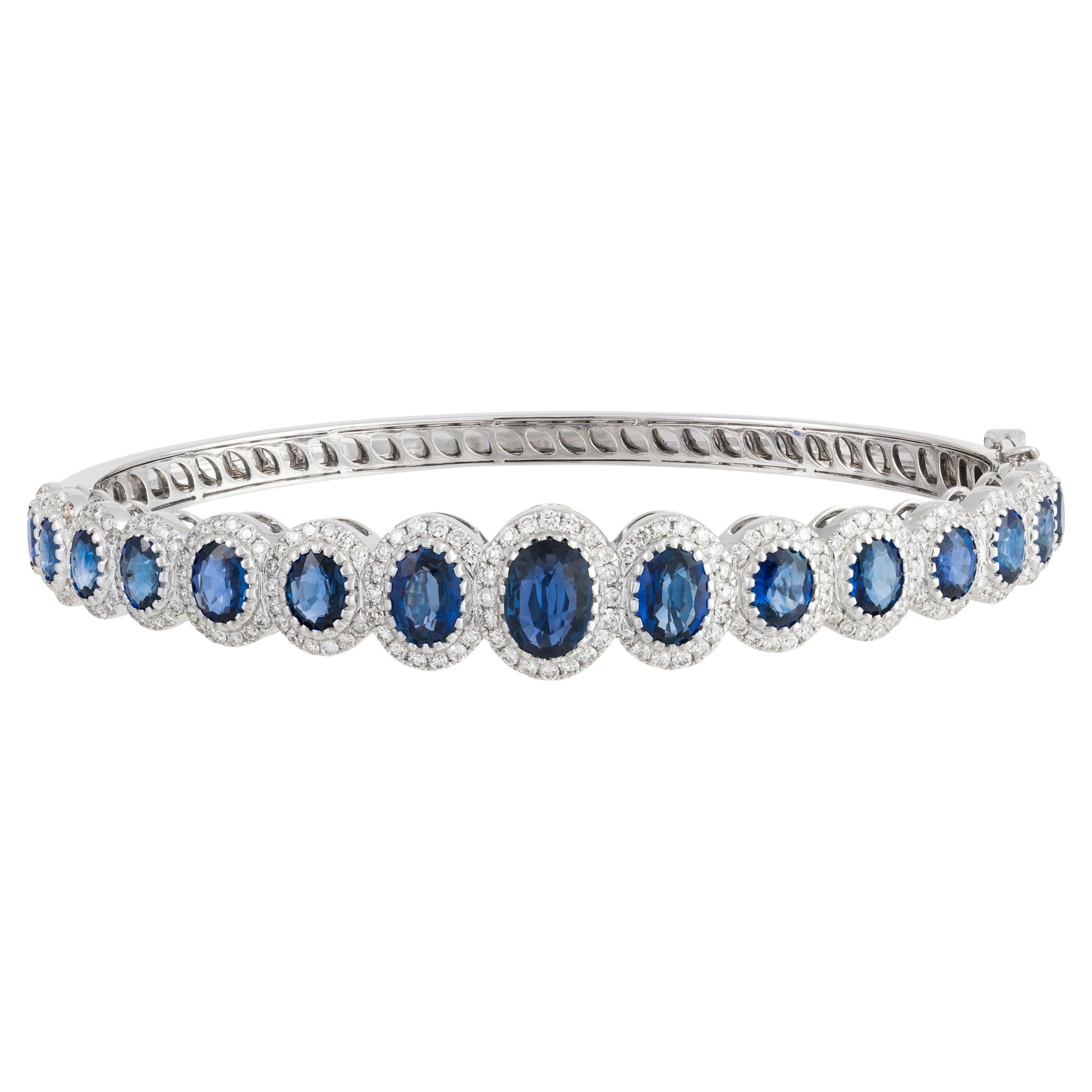 Nwt $19, 000 Rare 18kt Gold Fancy Sapphire Diamond Cuff Bangle Bracelet For Sale