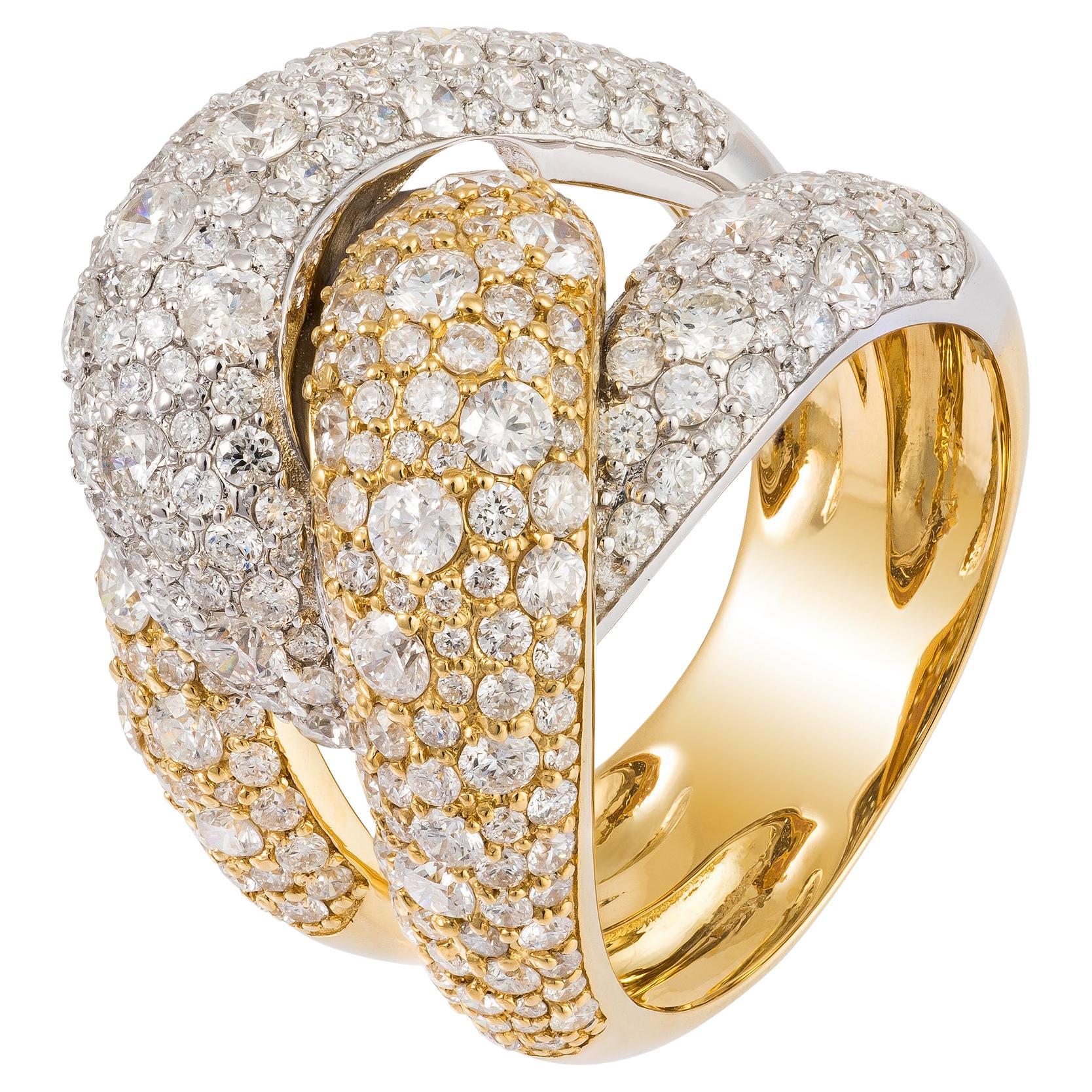NWT $19, 000 Rare Important 18KT Yellow Gold White Gold Fancy Large Diamond Ring