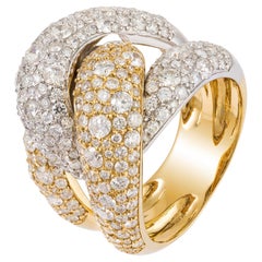 NEU $19, 000 Seltener bedeutender 18KT Gelbgold-Weißgold-Diamantring mit großem Fancy-Diamant