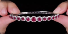 NWT $19, 200 18KT Gold Rare Gorgeous Fancy Ruby Diamond Bangle Bracelet
