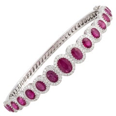 NWT $19, 200 18KT Gold Rare Gorgeous Fancy Ruby Diamond Bangle Bracelet