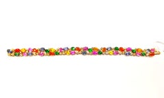NWT $19, 849 18KT Gold Fancy Glittering 22CT Rainbow Sapphire Diamond Bracelet