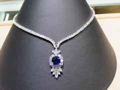 NWT $195, 300 18KT Fancy Large Glittering 23CT Fancy Sapphire Diamond Necklace