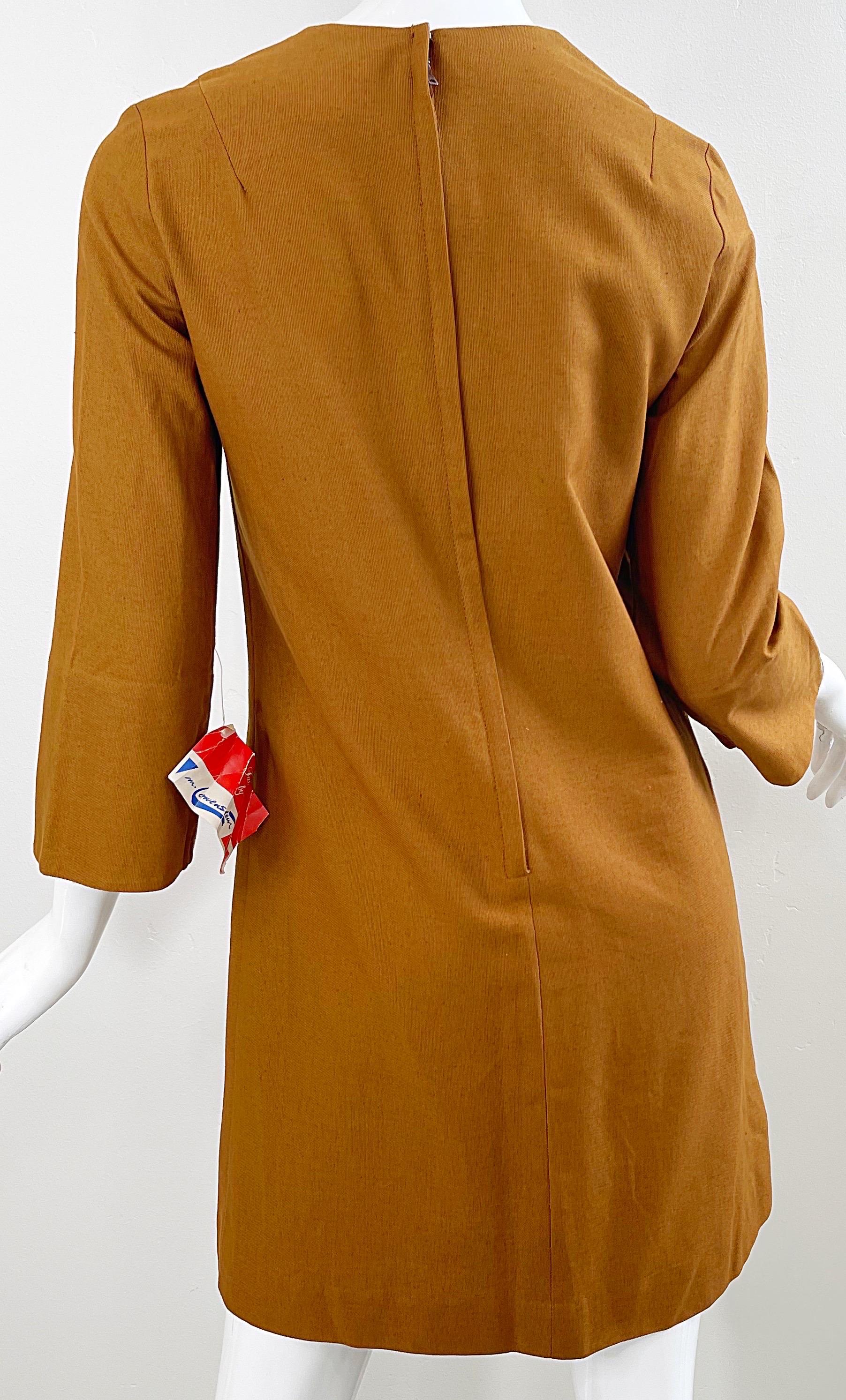 NWT 1960s Trompe L’Oeil Hand Painted Peace Sign 60s Vintage Cotton Dress  6