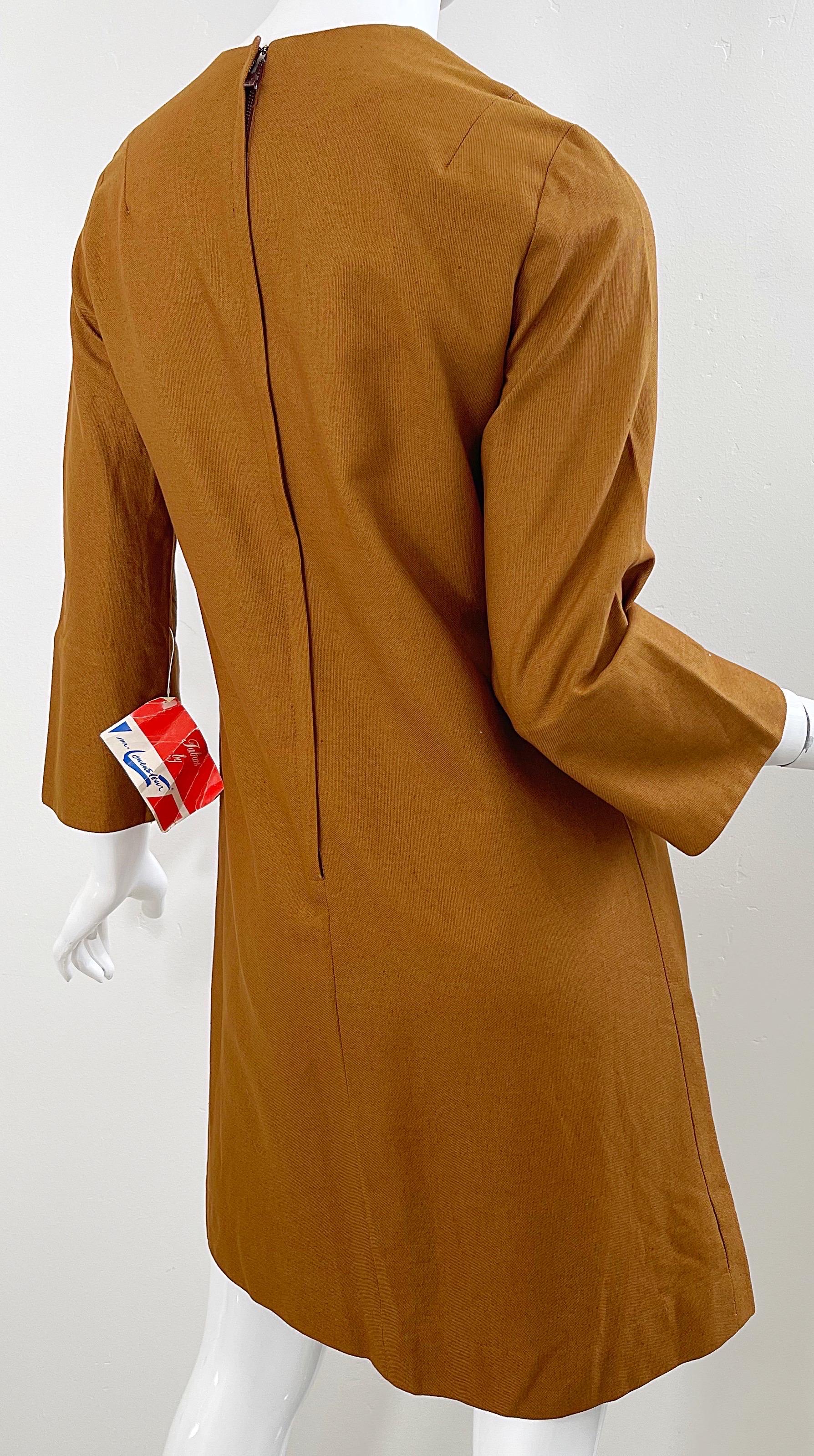 NWT 1960s Trompe L’Oeil Hand Painted Peace Sign 60s Vintage Cotton Dress  3