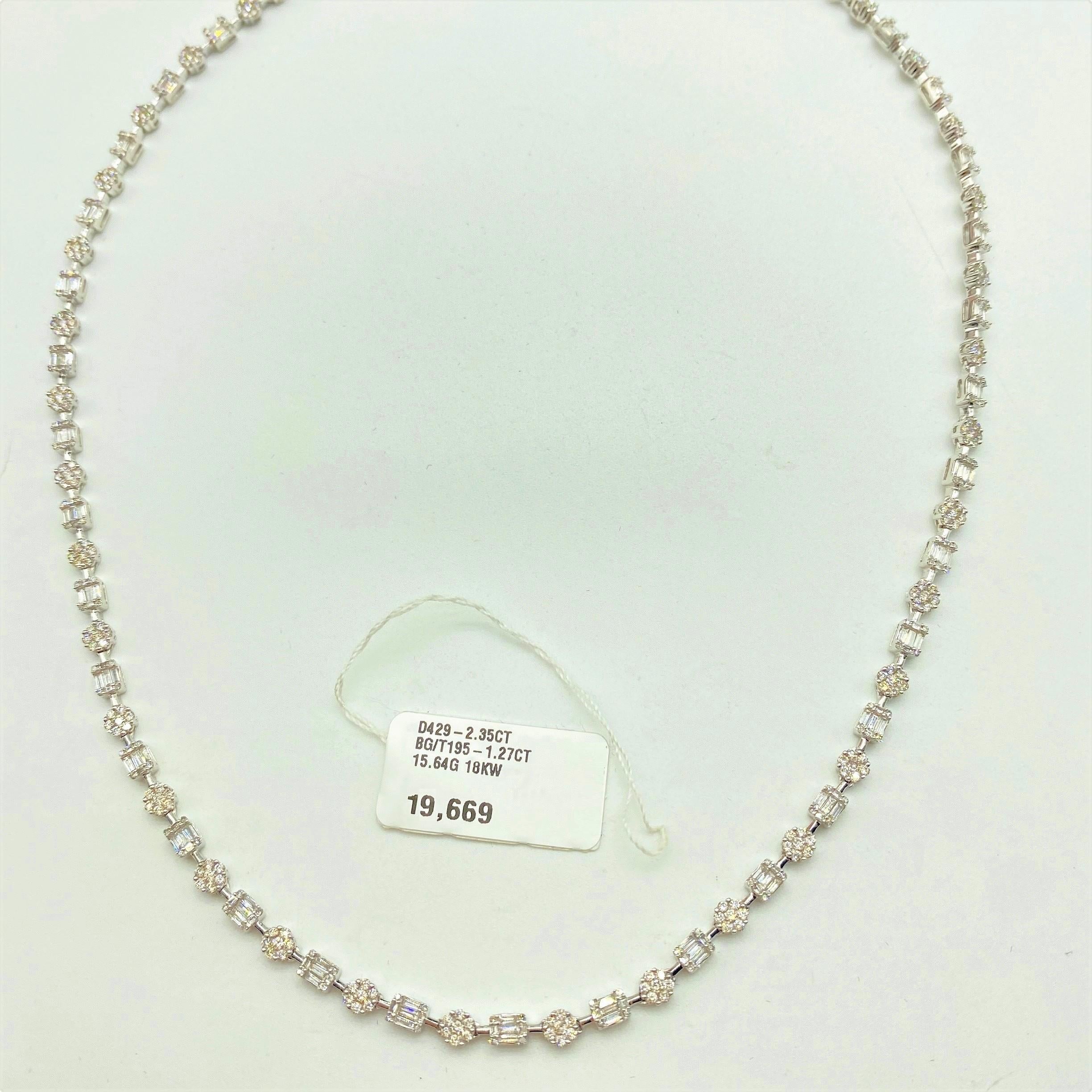 NWT $19, 669 Important 18KT Gorgeous Glittering Fancy Cut Diamond Tennis Necklace In New Condition In New York, NY