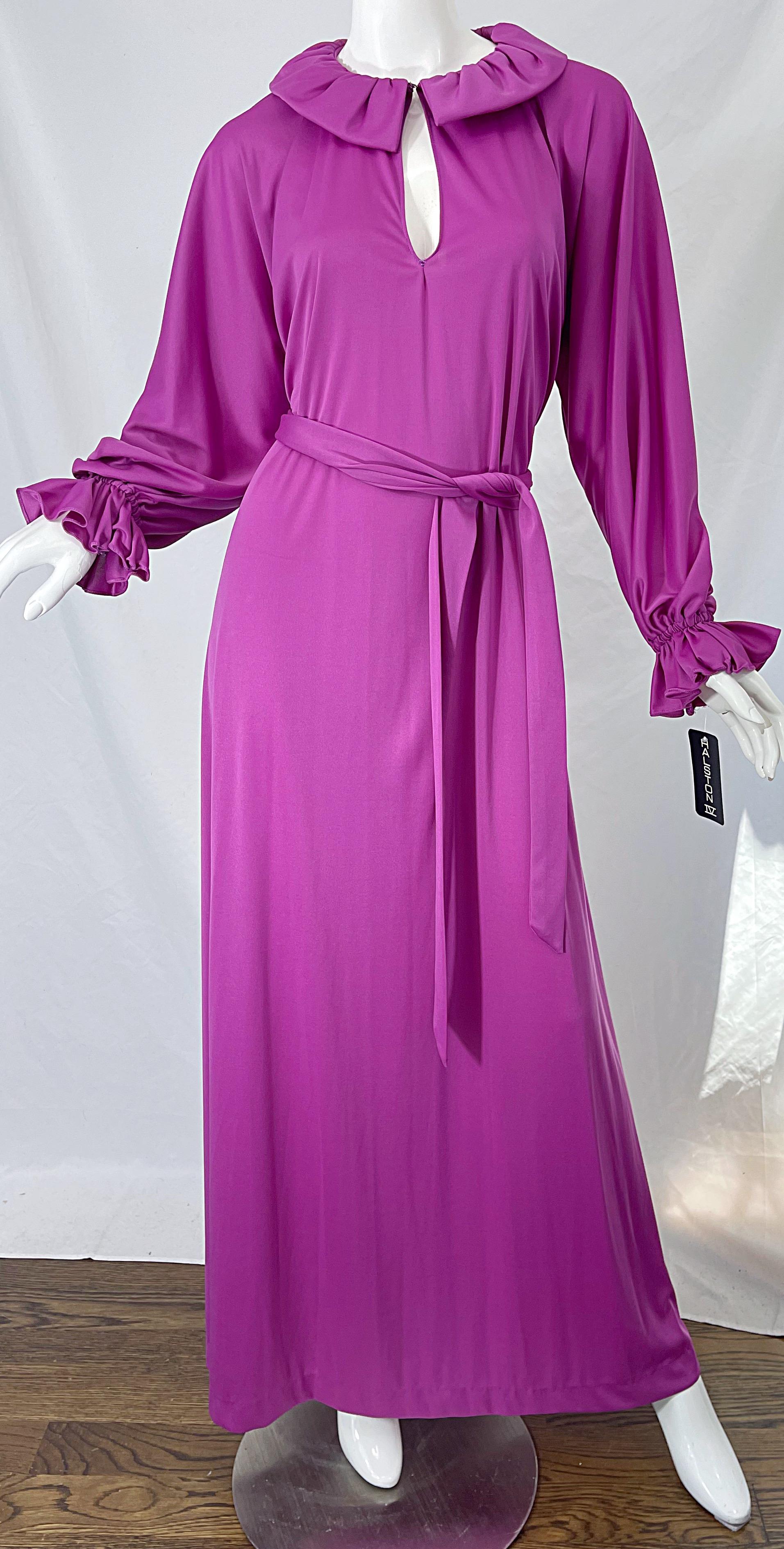 NWT 1970s Halston IV Purple / Pink One Size Fits All Vintage 70s Maxi Dress For Sale 6