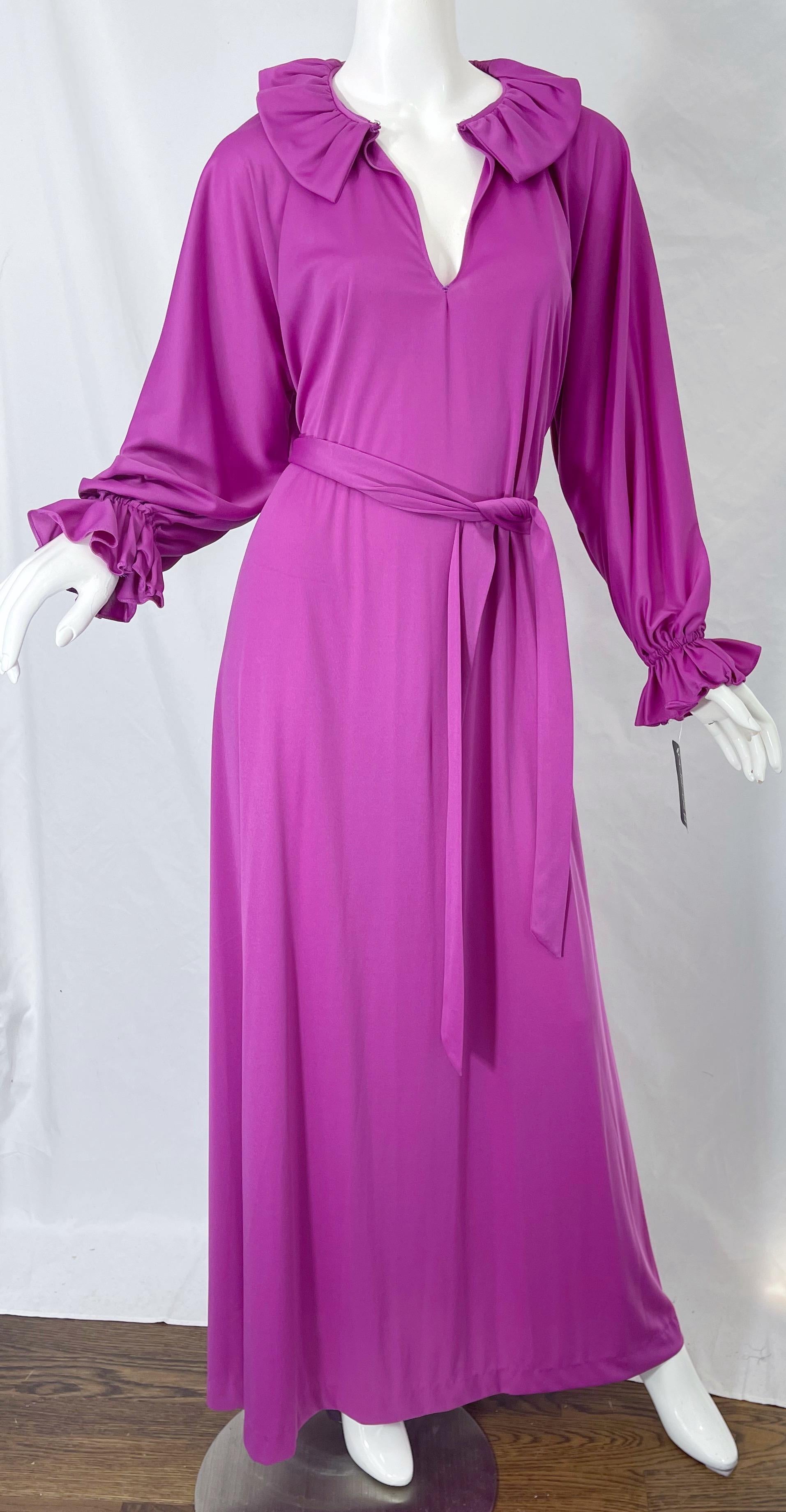NWT 1970s Halston IV Purple / Pink One Size Fits All Vintage 70s Maxi Dress For Sale 7