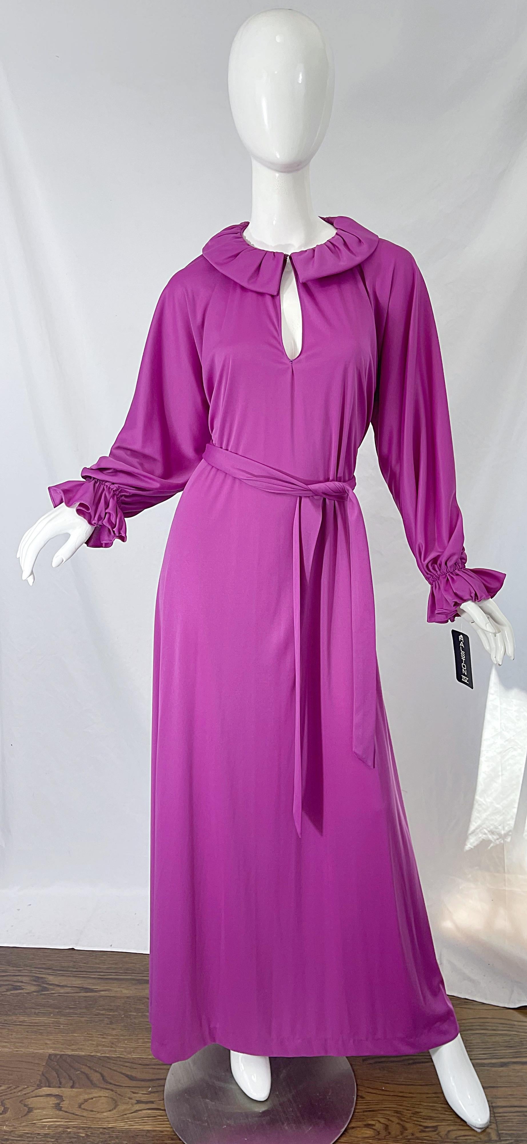 NWT 1970s Halston IV Purple / Pink One Size Fits All Vintage 70s Maxi Dress For Sale 9