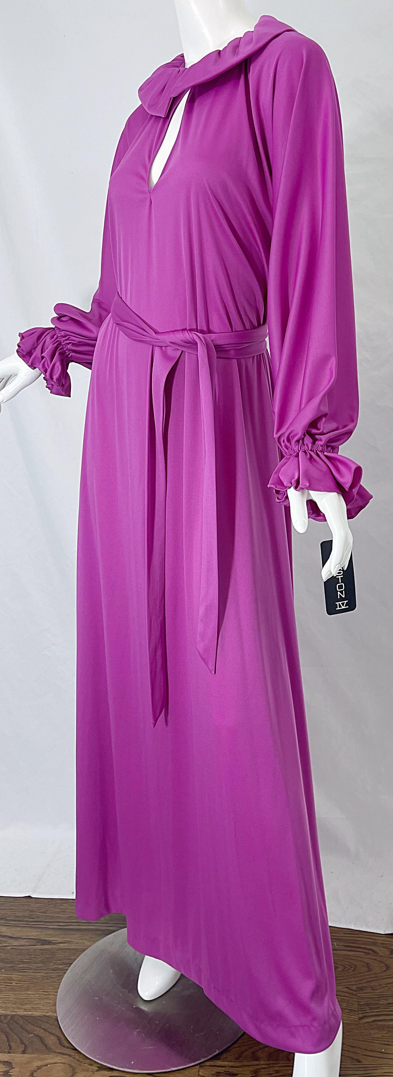 NWT 1970s Halston IV Purple / Pink One Size Fits All Vintage 70s Maxi Dress For Sale 10