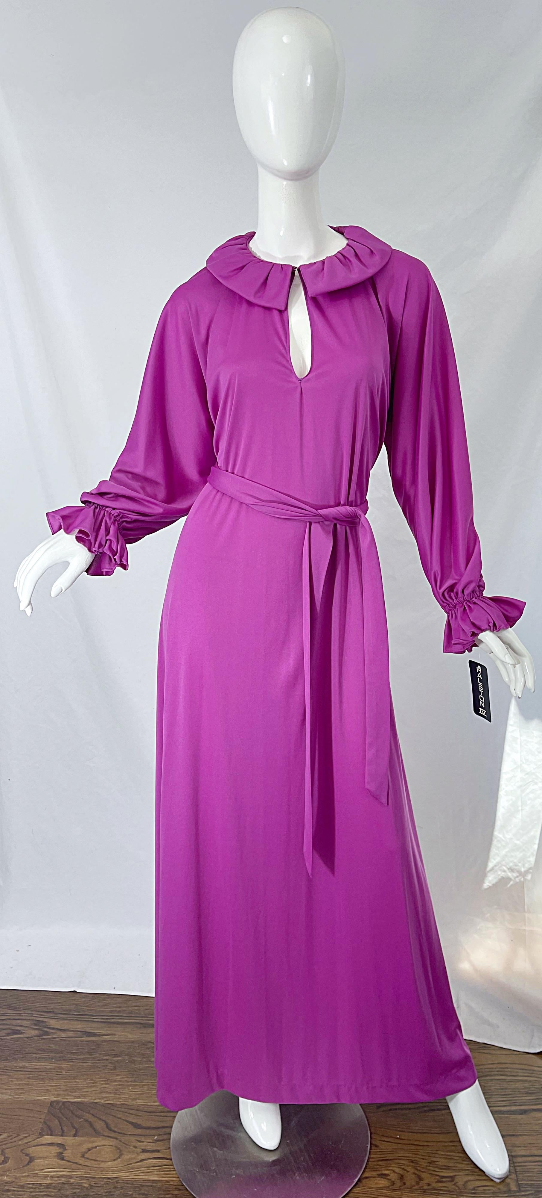 NWT 1970s Halston IV Purple / Pink One Size Fits All Vintage 70s Maxi Dress For Sale 12