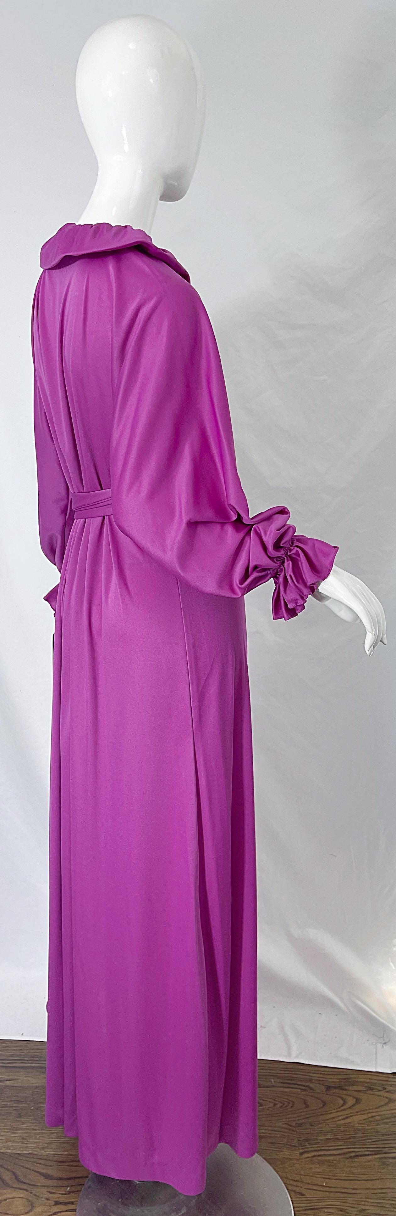 Women's NWT 1970s Halston IV Purple / Pink One Size Fits All Vintage 70s Maxi Dress For Sale