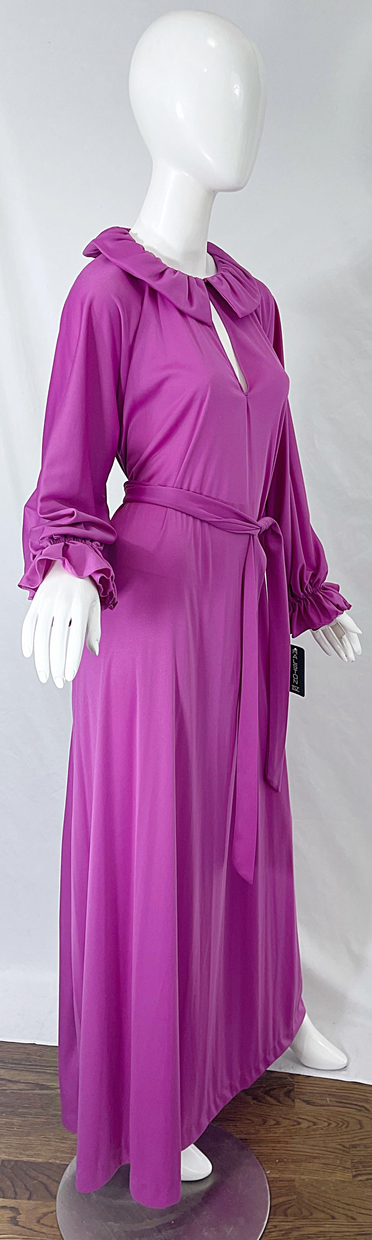 NWT 1970s Halston IV Purple / Pink One Size Fits All Vintage 70s Maxi Dress For Sale 3