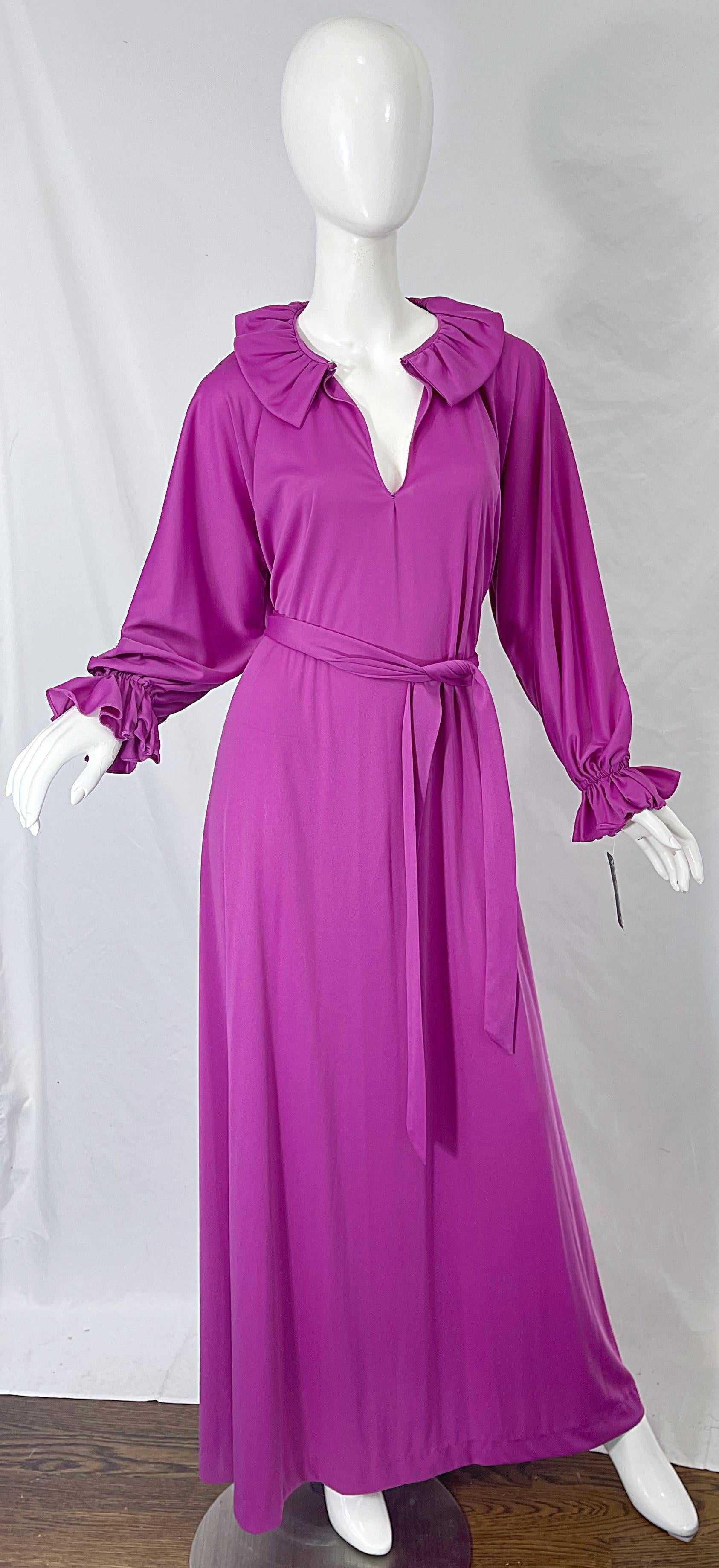 NWT 1970s Halston IV Purple / Pink One Size Fits All Vintage 70s Maxi Dress For Sale 1